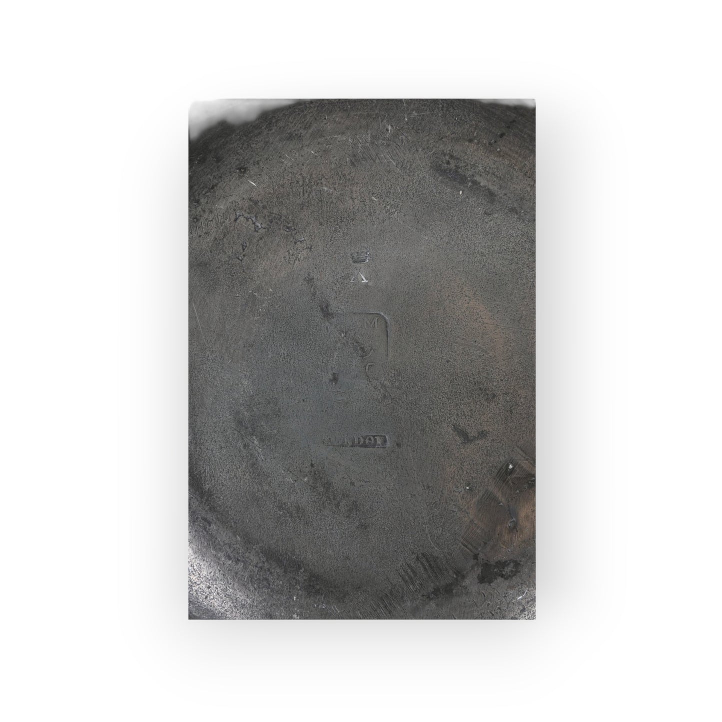 Early 18th-Century English Antique Pewter Broad Rim Charger, Bearing A London Touchmark Verso