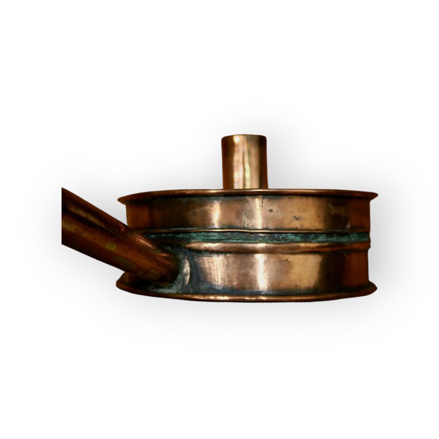 19th Century English Antique Copper Chamberstick / Tinderbox With Carry Handle