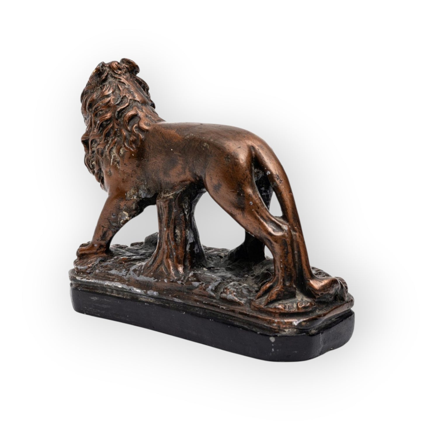 A Large Late 18th-Century Decorative Antique Cast Plaster Lion Statant In Original Paint