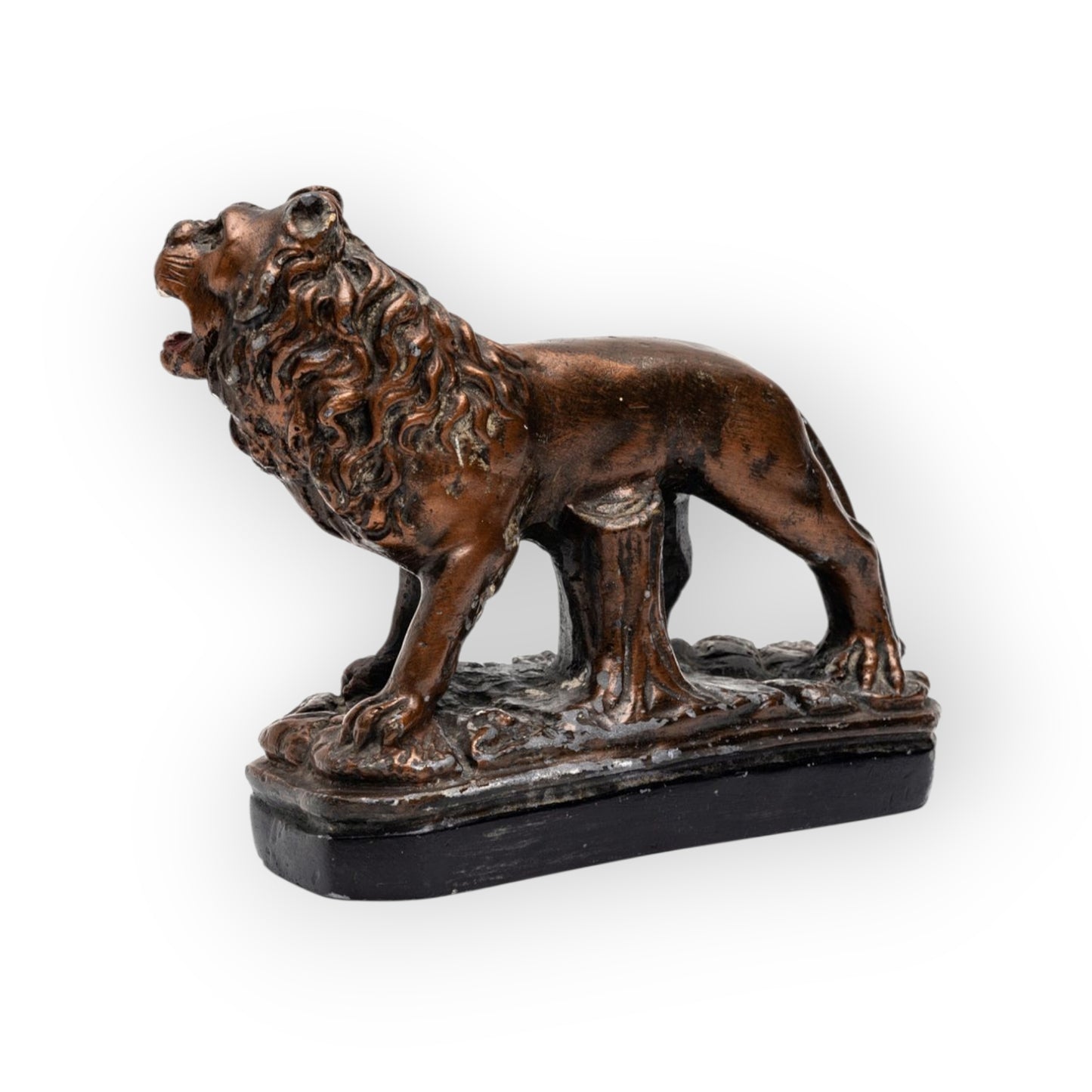 A Large Late 18th-Century Decorative Antique Cast Plaster Lion Statant In Original Paint