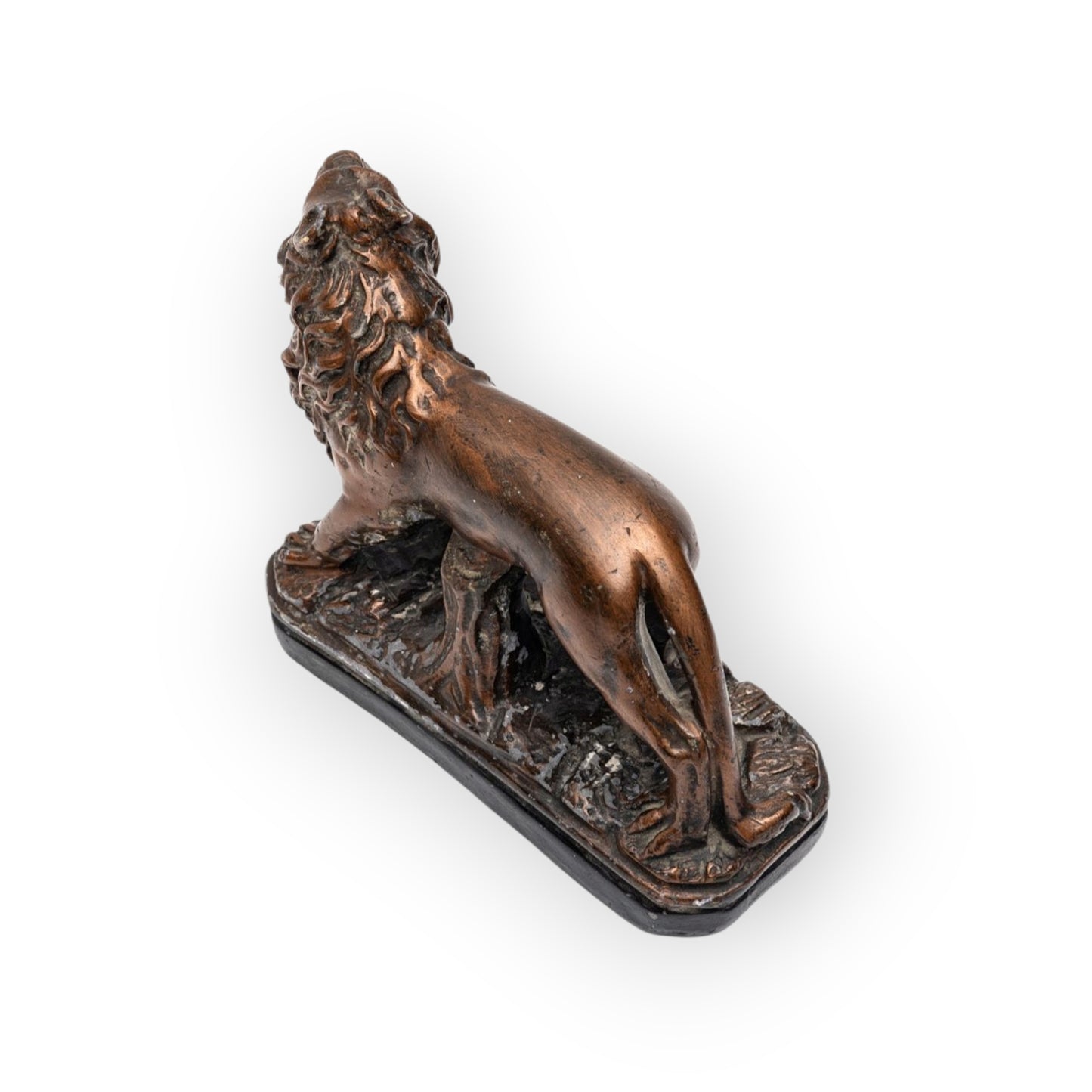 A Large Late 18th-Century Decorative Antique Cast Plaster Lion Statant In Original Paint