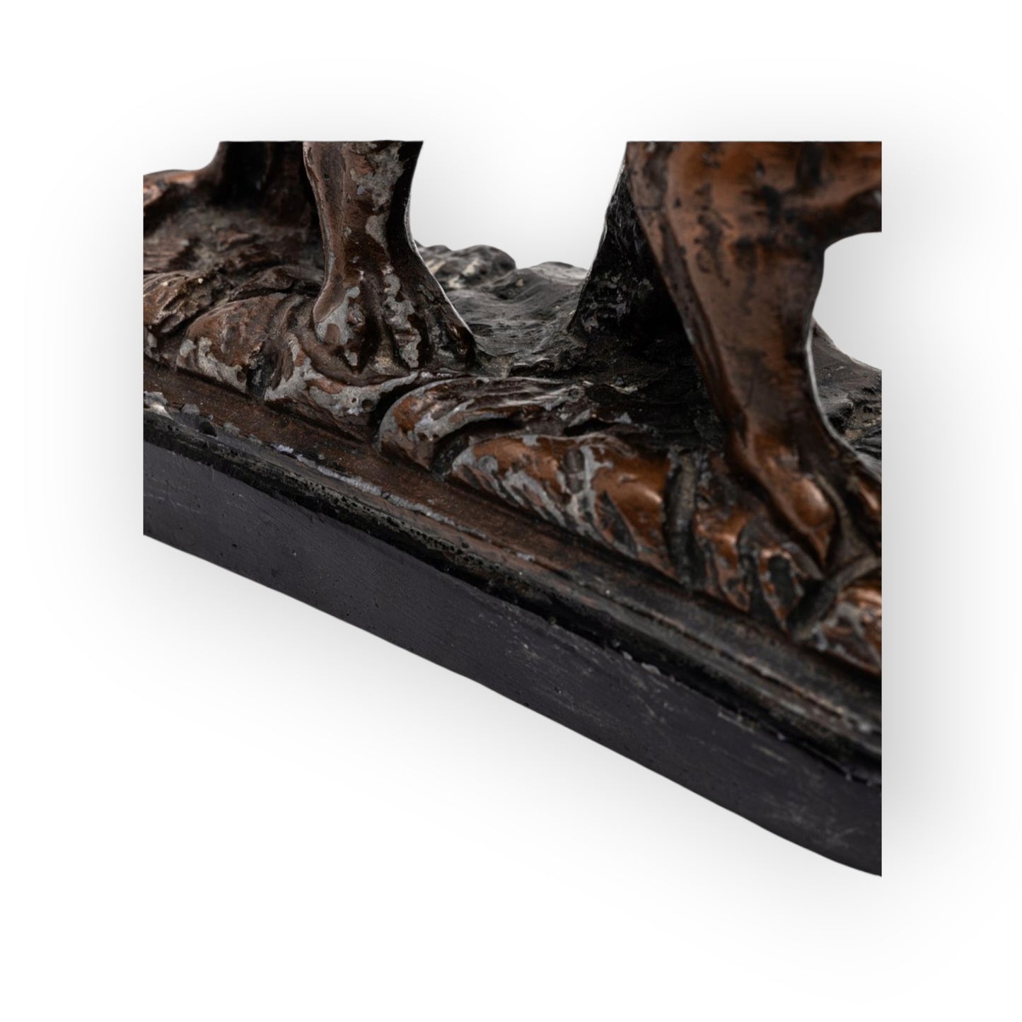 A Large Late 18th-Century Decorative Antique Cast Plaster Lion Statant In Original Paint