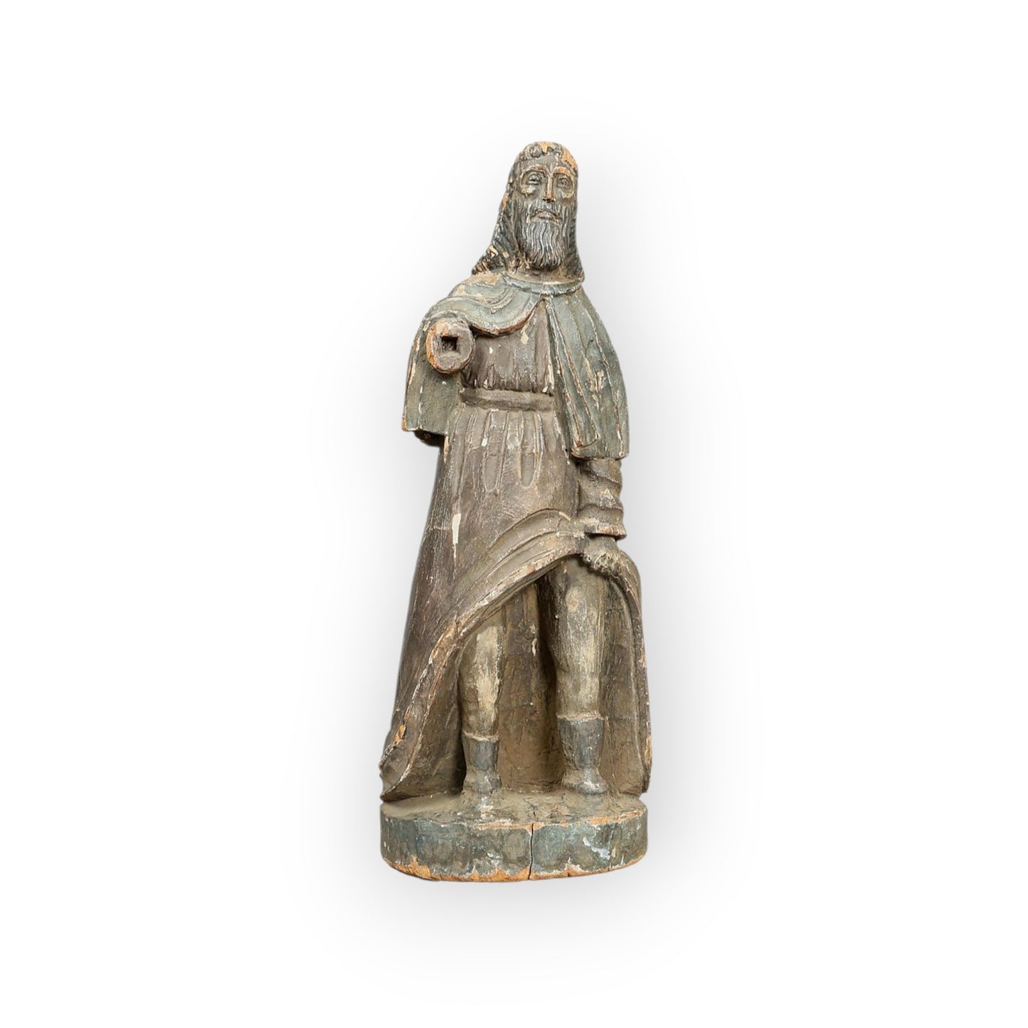 Early 18th-Century Spanish Colonial Antique Santos Sculpture Of Saint Roche In Original Paint