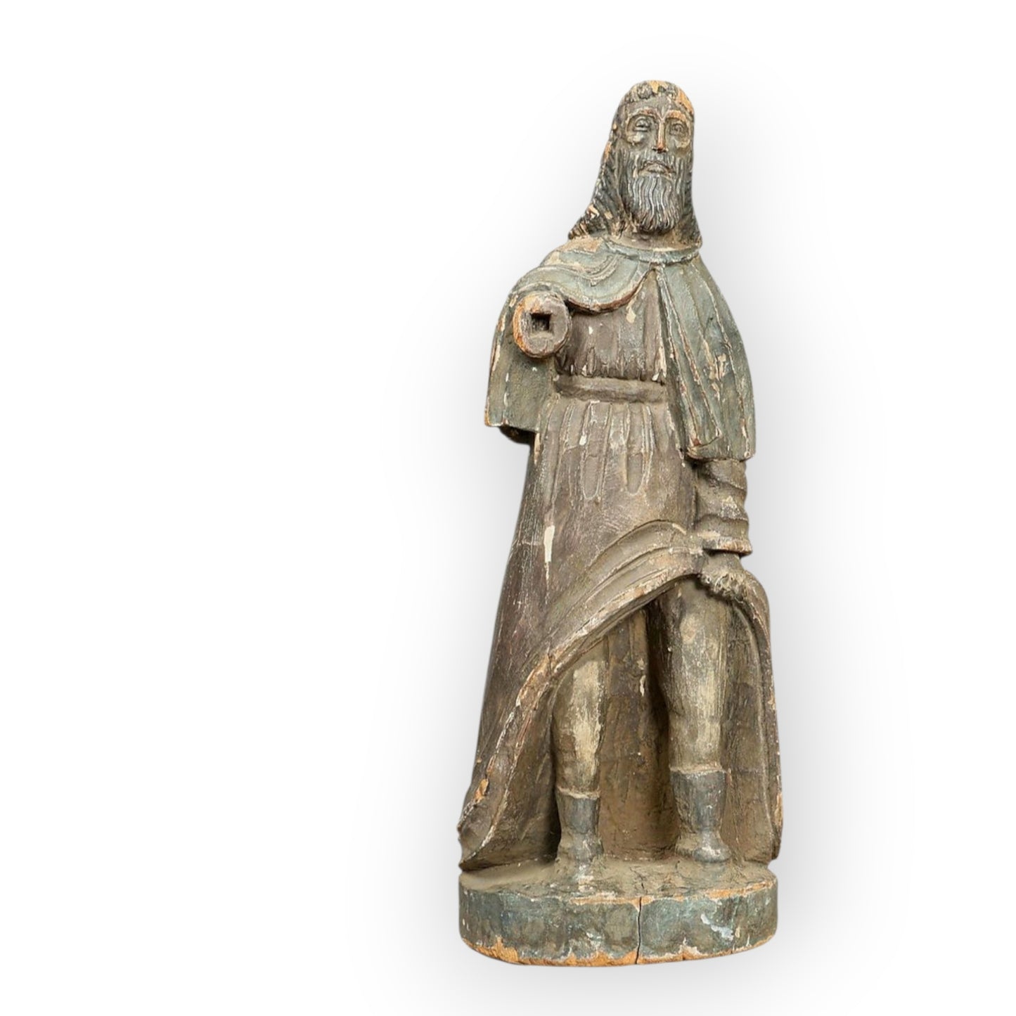 Early 18th-Century Spanish Colonial Antique Santos Sculpture Of Saint Roche In Original Paint