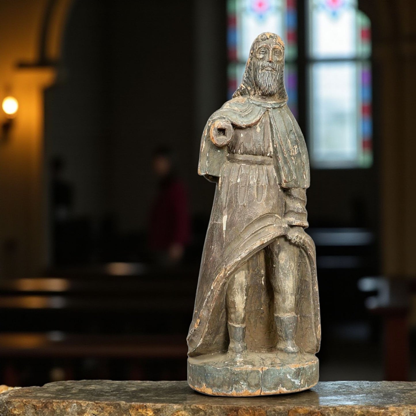 Early 18th-Century Spanish Colonial Antique Santos Sculpture Of Saint Roche In Original Paint