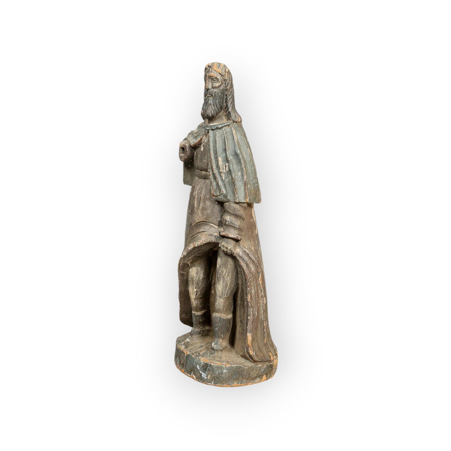 Early 18th-Century Spanish Colonial Antique Santos Sculpture Of Saint Roche In Original Paint