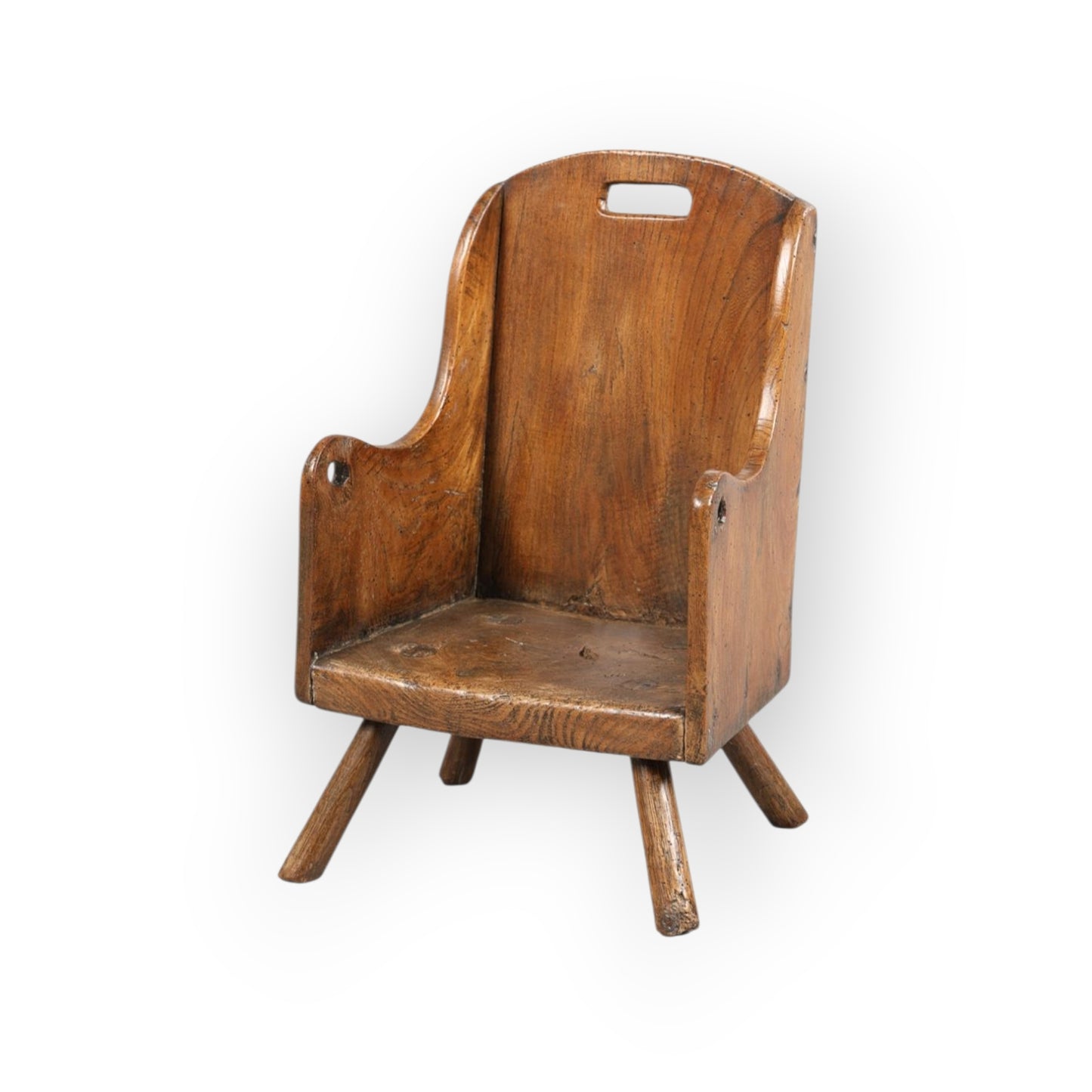 A Rustic / Primitive 18th-Century English Antique Elm Child's Chair