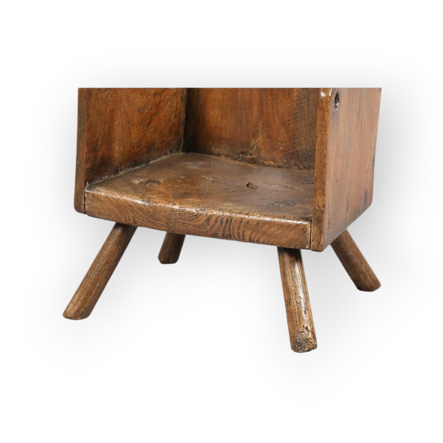 A Rustic / Primitive 18th-Century English Antique Elm Child's Chair