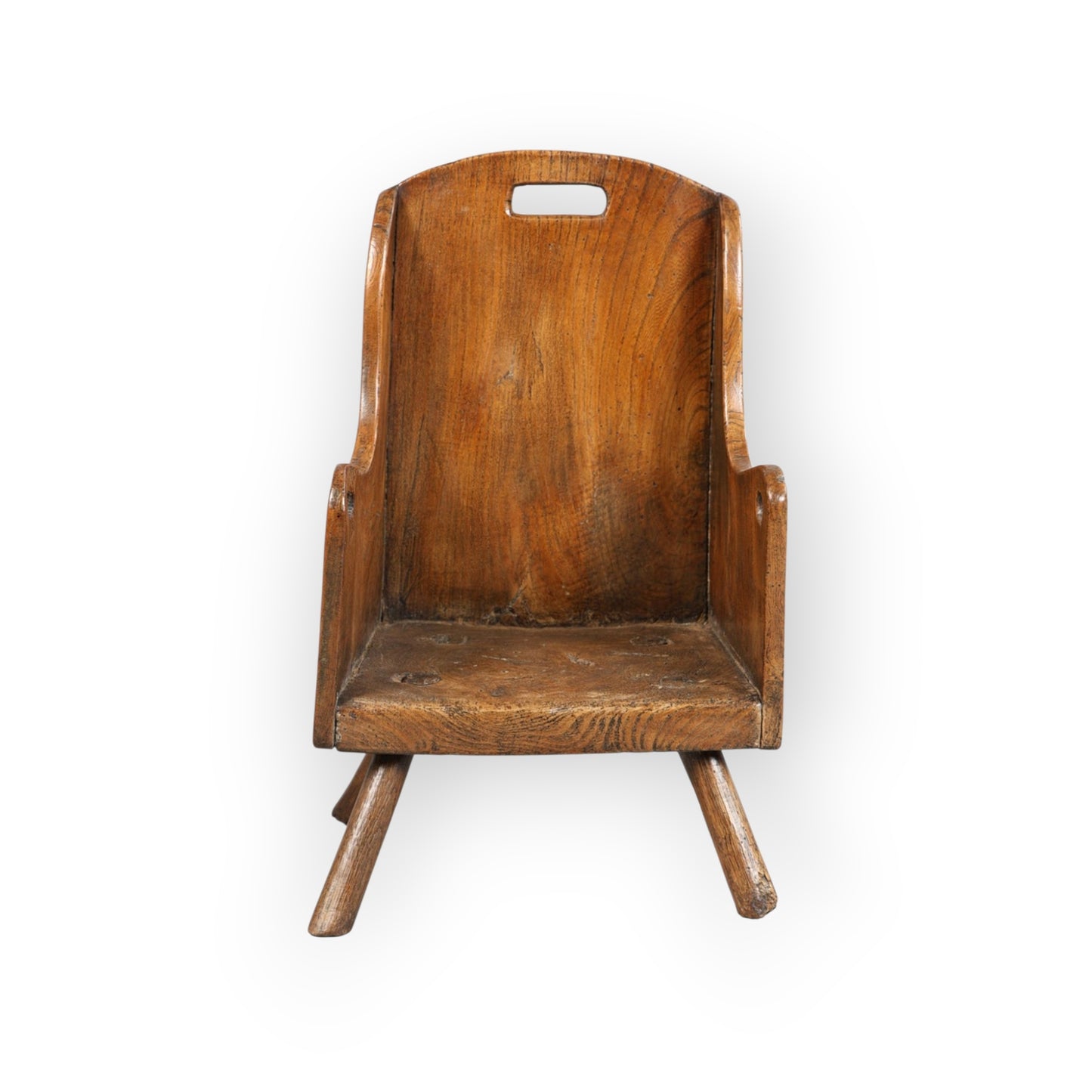 A Rustic / Primitive 18th-Century English Antique Elm Child's Chair