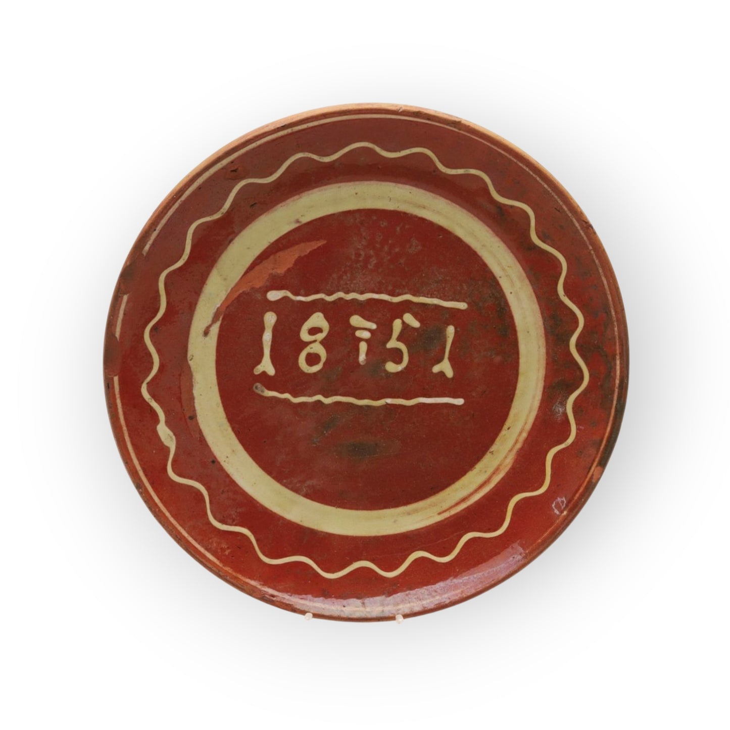 Mid 19th-Century Antique Slipware Dish / Charger, Dated "1851"