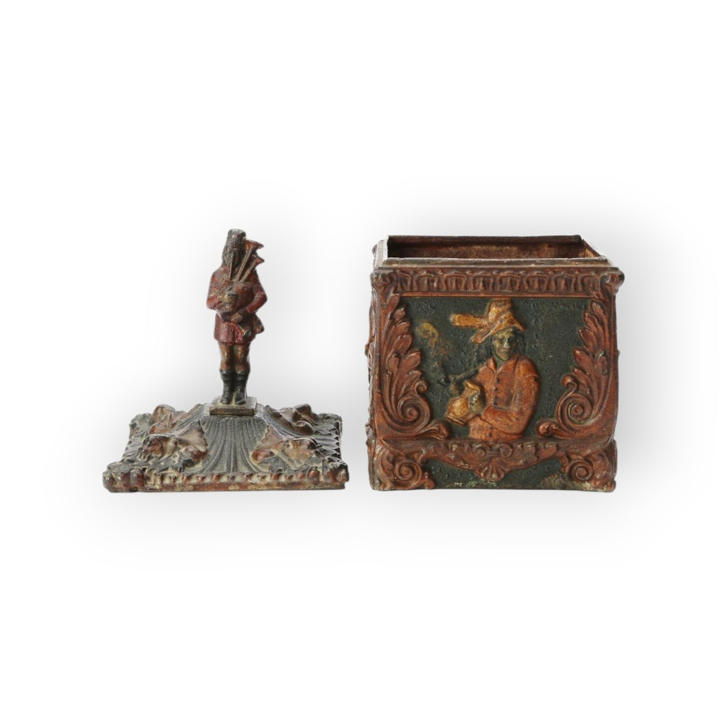 18th-Century Antique Cast Iron Tobacco Jar In Original Paint, circa 1770