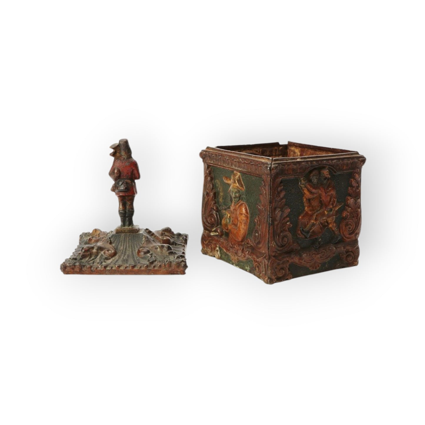 18th-Century Antique Cast Iron Tobacco Jar In Original Paint, circa 1770