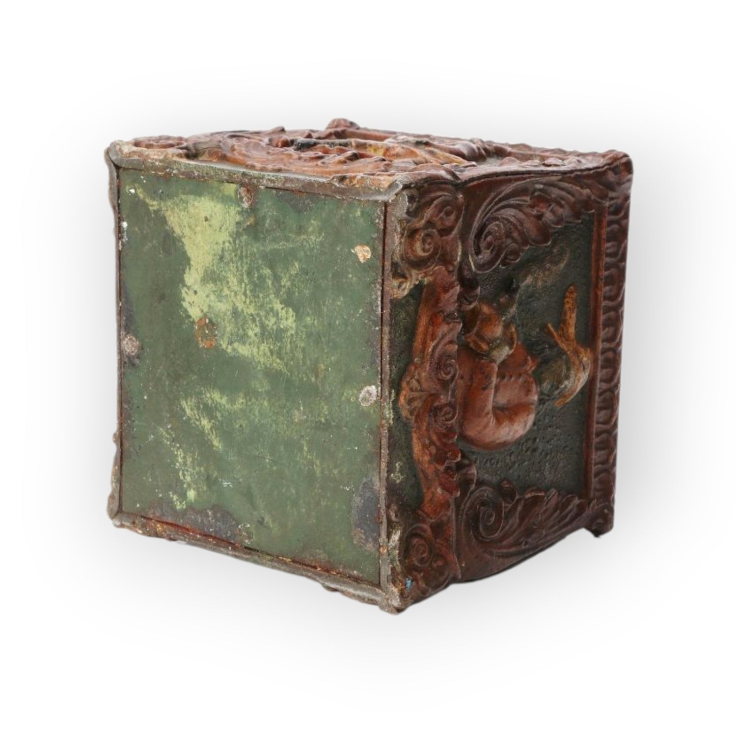 18th-Century Antique Cast Iron Tobacco Jar In Original Paint, circa 1770