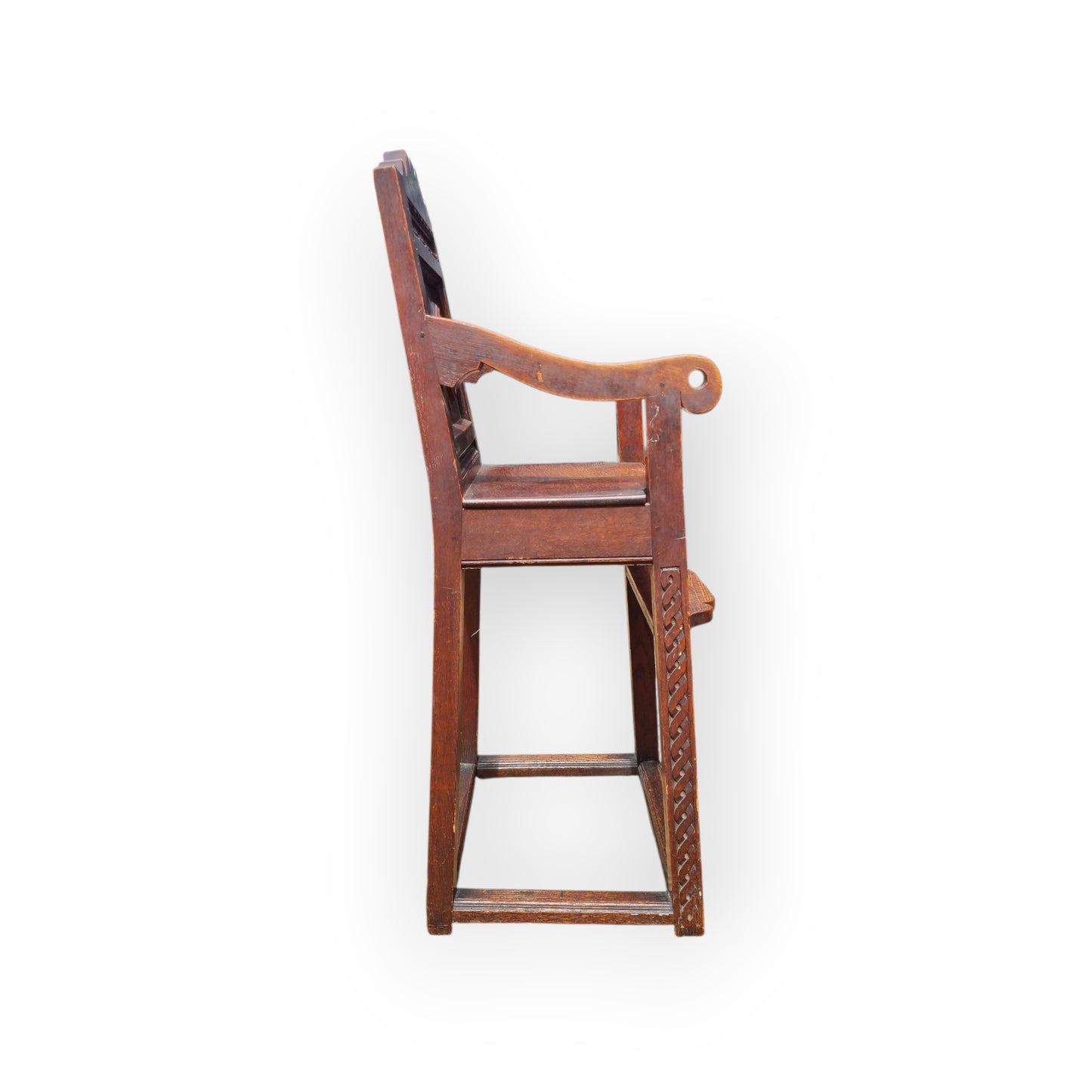 17th-Century Style, English Antique Oak Child's Highchair, Bearing The Initials "RCM" & Dated "1872"