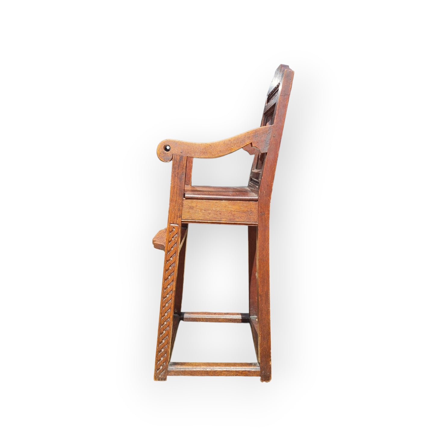 17th-Century Style, English Antique Oak Child's Highchair, Bearing The Initials "RCM" & Dated "1872"