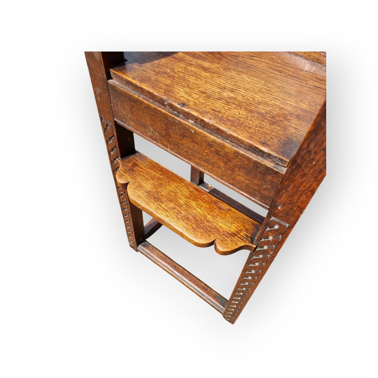 17th-Century Style, English Antique Oak Child's Highchair, Bearing The Initials "RCM" & Dated "1872"