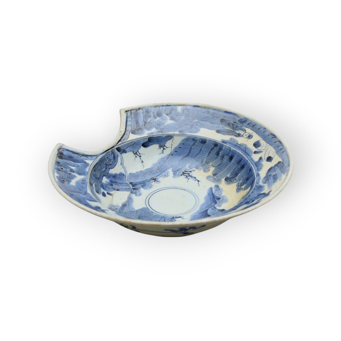 Large 18th-Century Chinese Antique Quinlong Period Porcelain Barber's Bowl or Bleeding Bowl