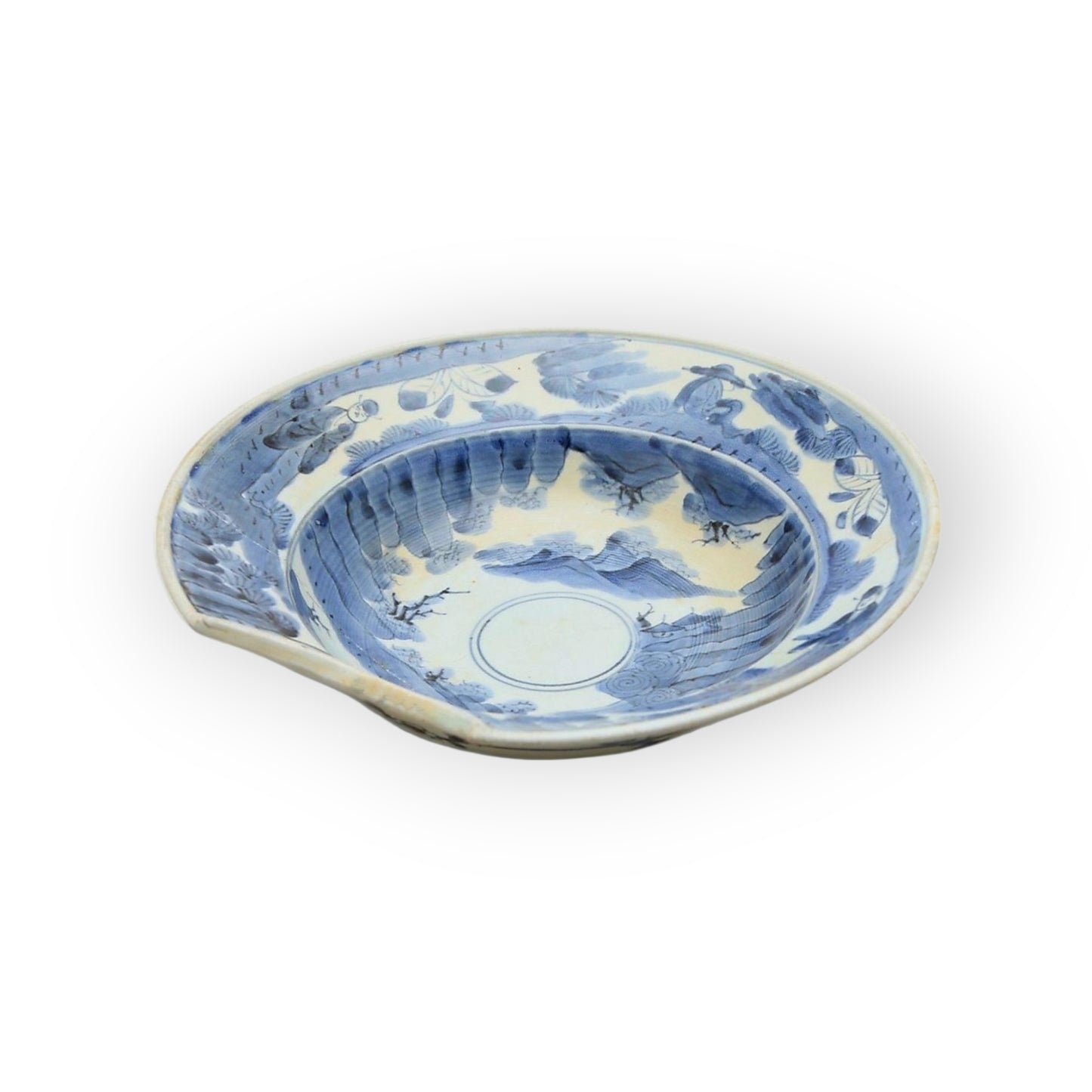 Large 18th-Century Chinese Antique Quinlong Period Porcelain Barber's Bowl or Bleeding Bowl