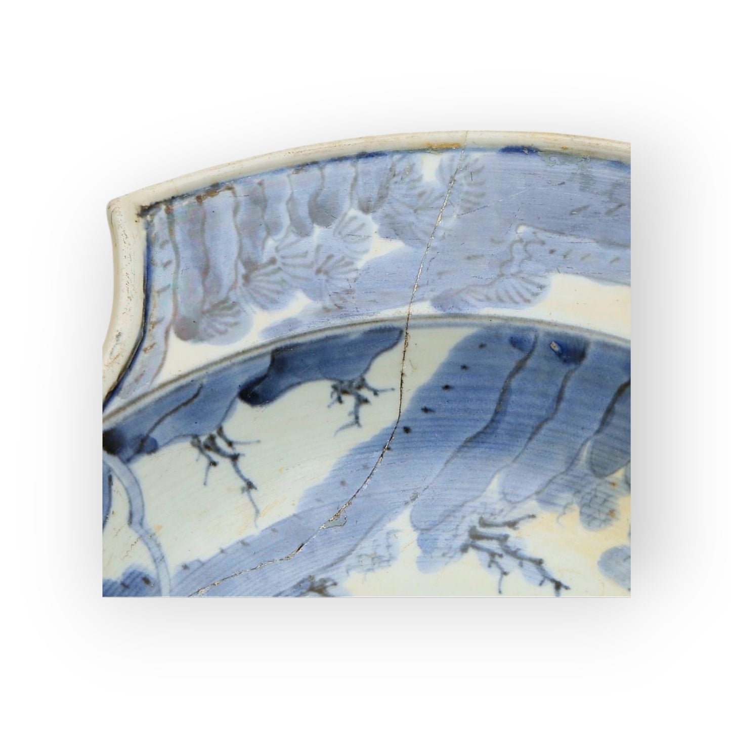 Large 18th-Century Chinese Antique Quinlong Period Porcelain Barber's Bowl or Bleeding Bowl
