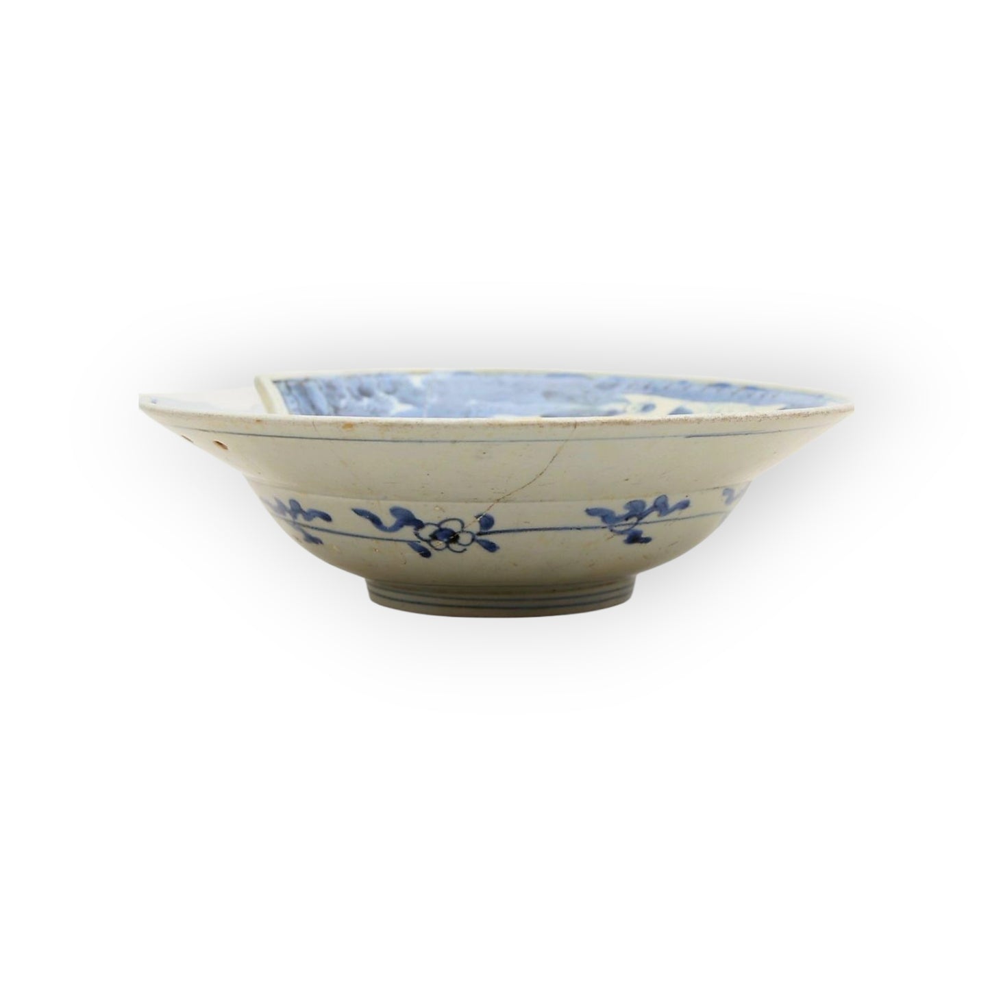 Large 18th-Century Chinese Antique Quinlong Period Porcelain Barber's Bowl or Bleeding Bowl
