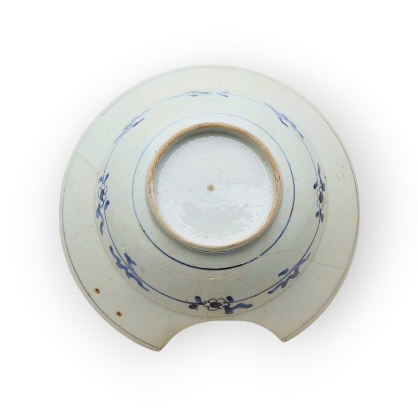 Large 18th-Century Chinese Antique Quinlong Period Porcelain Barber's Bowl or Bleeding Bowl