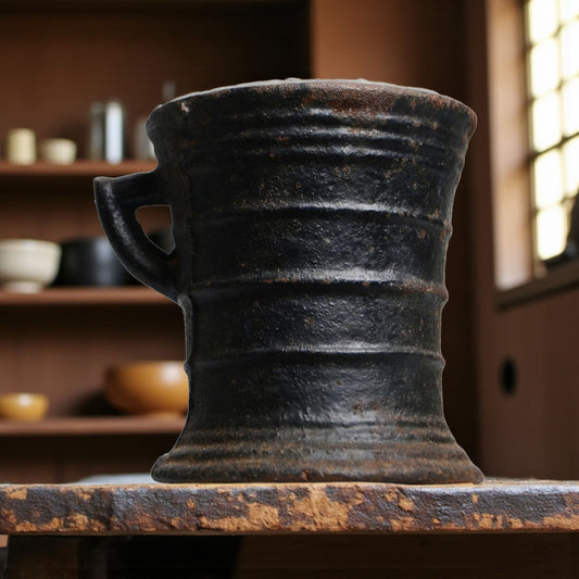 17th-Century Antique Cast Iron Mortar