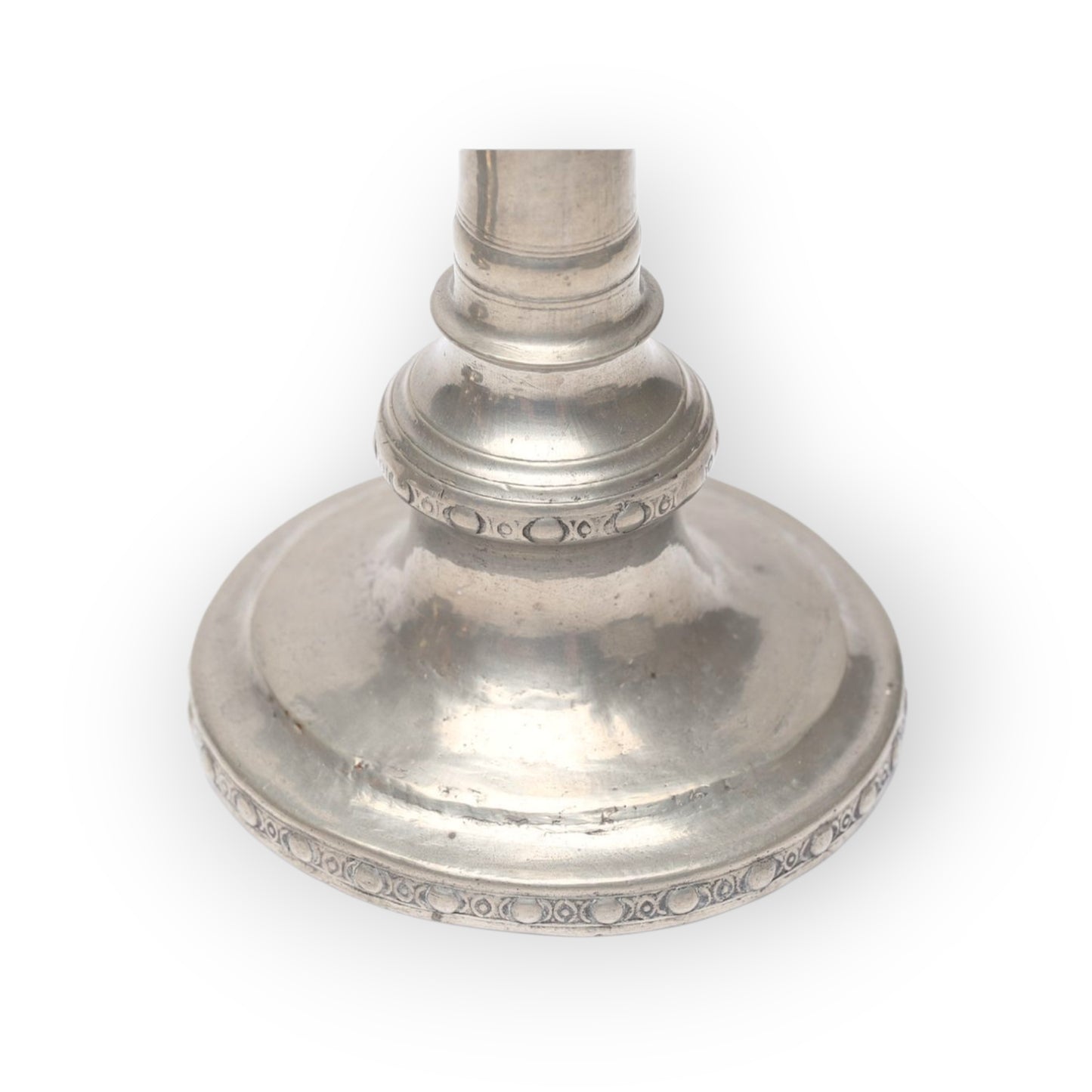A Pair of 18th Century Gustavian Antique Pewter Candlesticks, Bearing The Name Of M Moberg & Dated "1786"