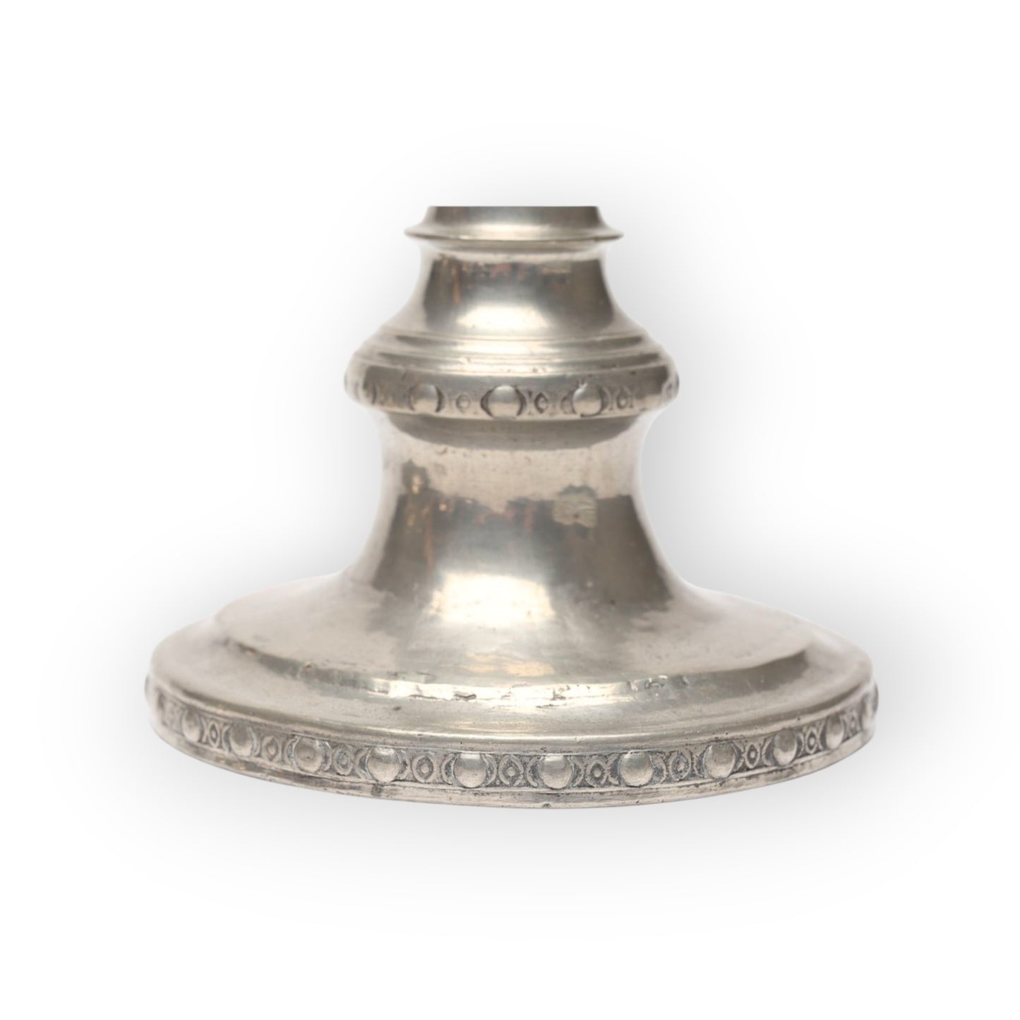 A Pair of 18th Century Gustavian Antique Pewter Candlesticks, Bearing The Name Of M Moberg & Dated "1786"