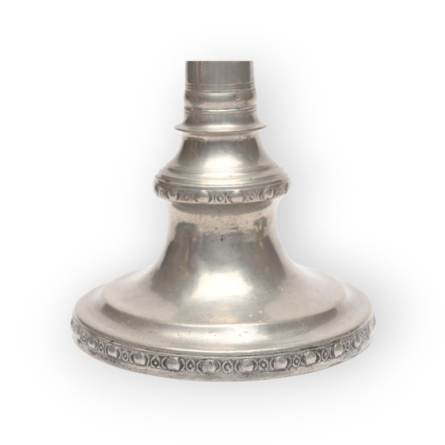 A Pair of 18th Century Gustavian Antique Pewter Candlesticks, Bearing The Name Of M Moberg & Dated "1786"