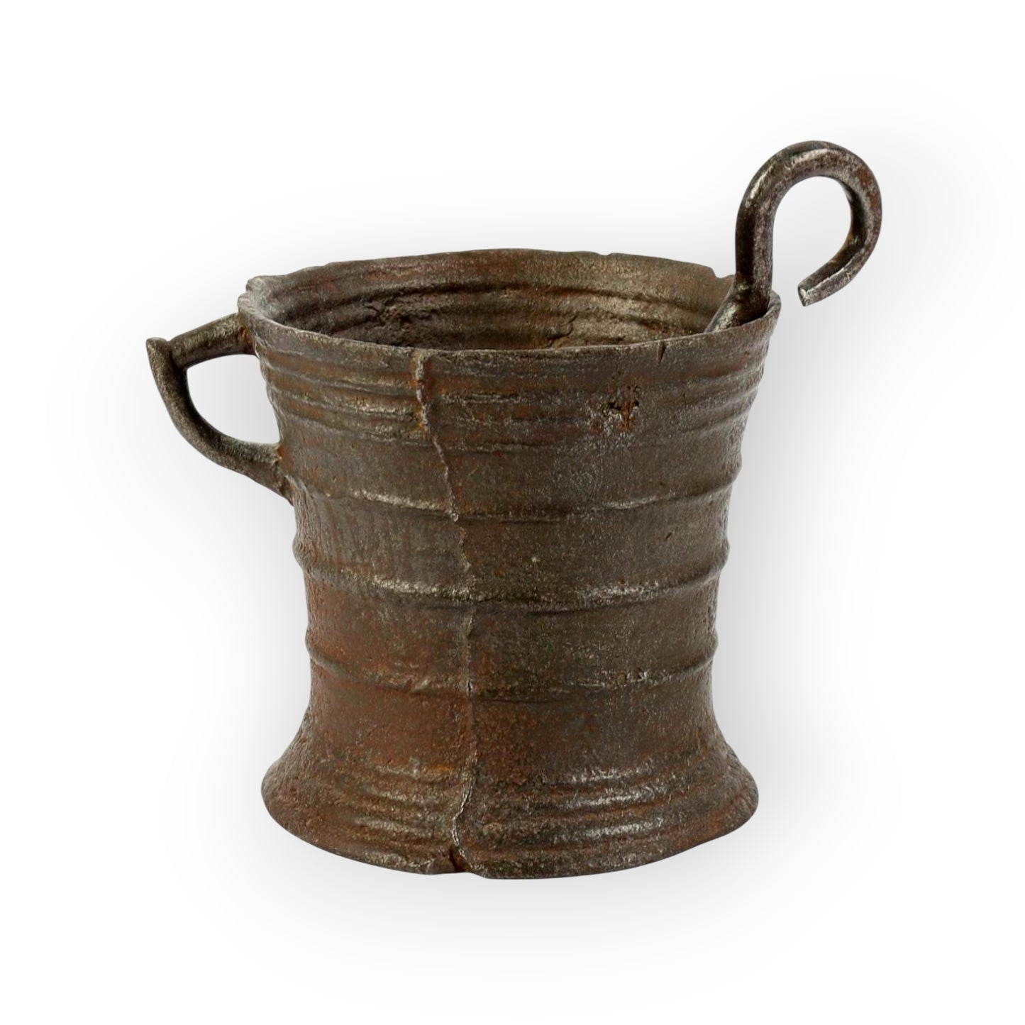 17th-Century Antique Cast Iron Mortar & Associated Pestle