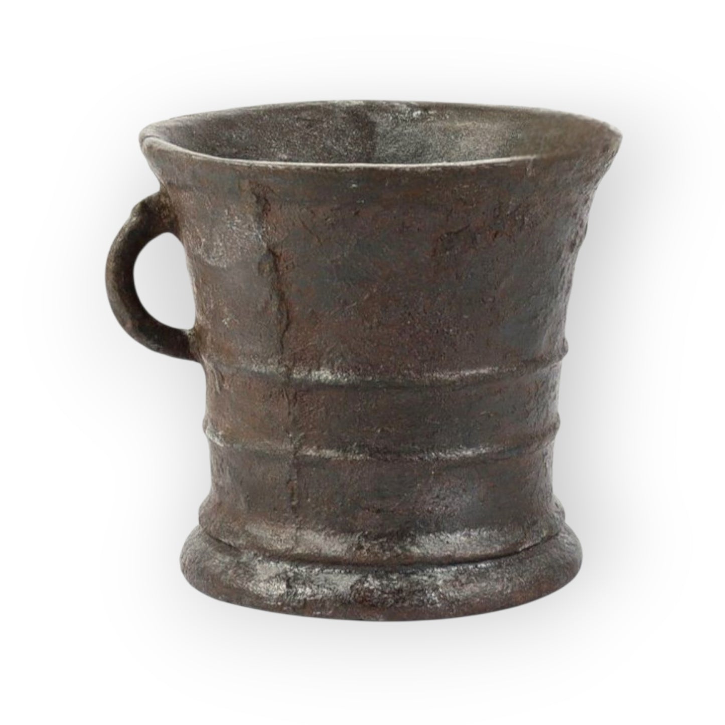 17th-Century Antique Cast Iron Mortar & Associated Pestle