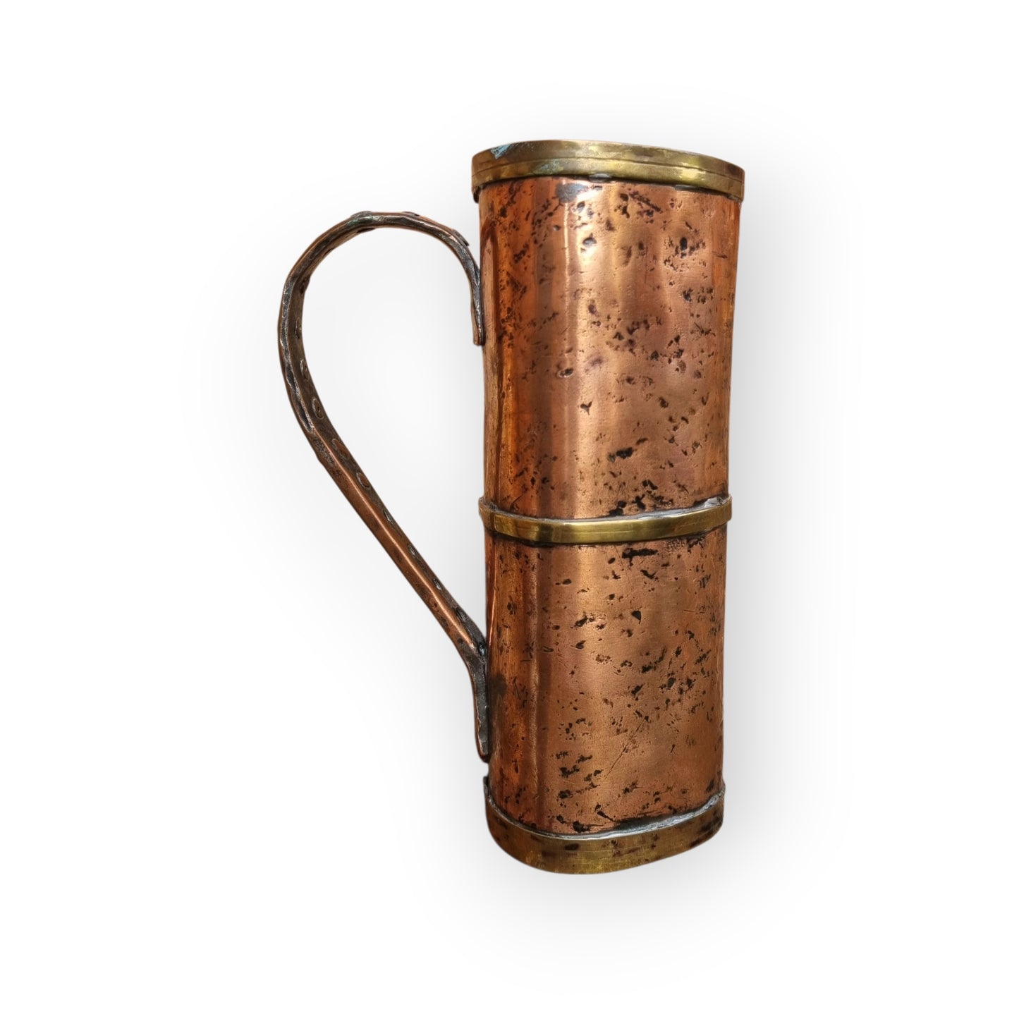 19th-Century Antique Copper & Brass Riveted Jug / Pitcher