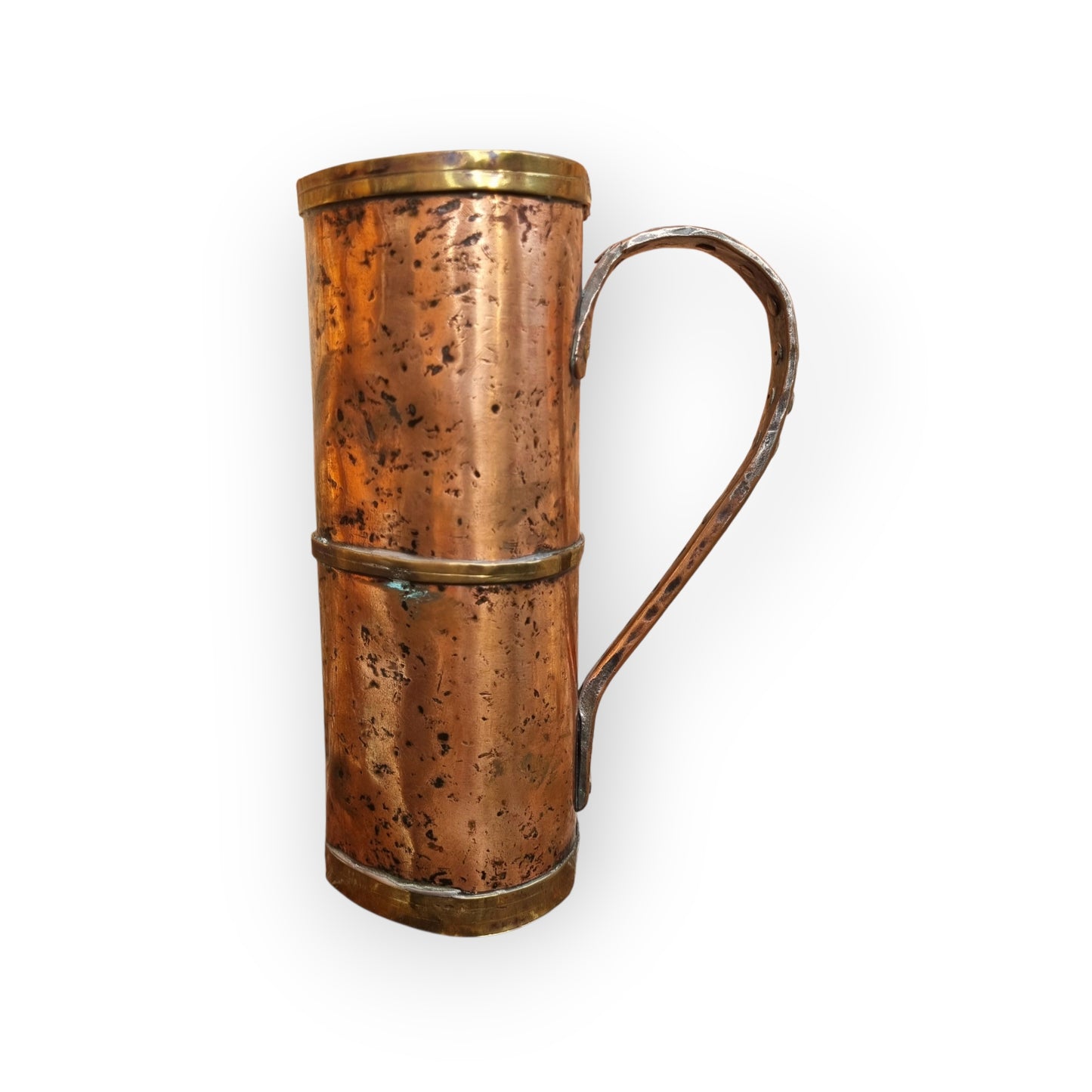 19th-Century Antique Copper & Brass Riveted Jug / Pitcher