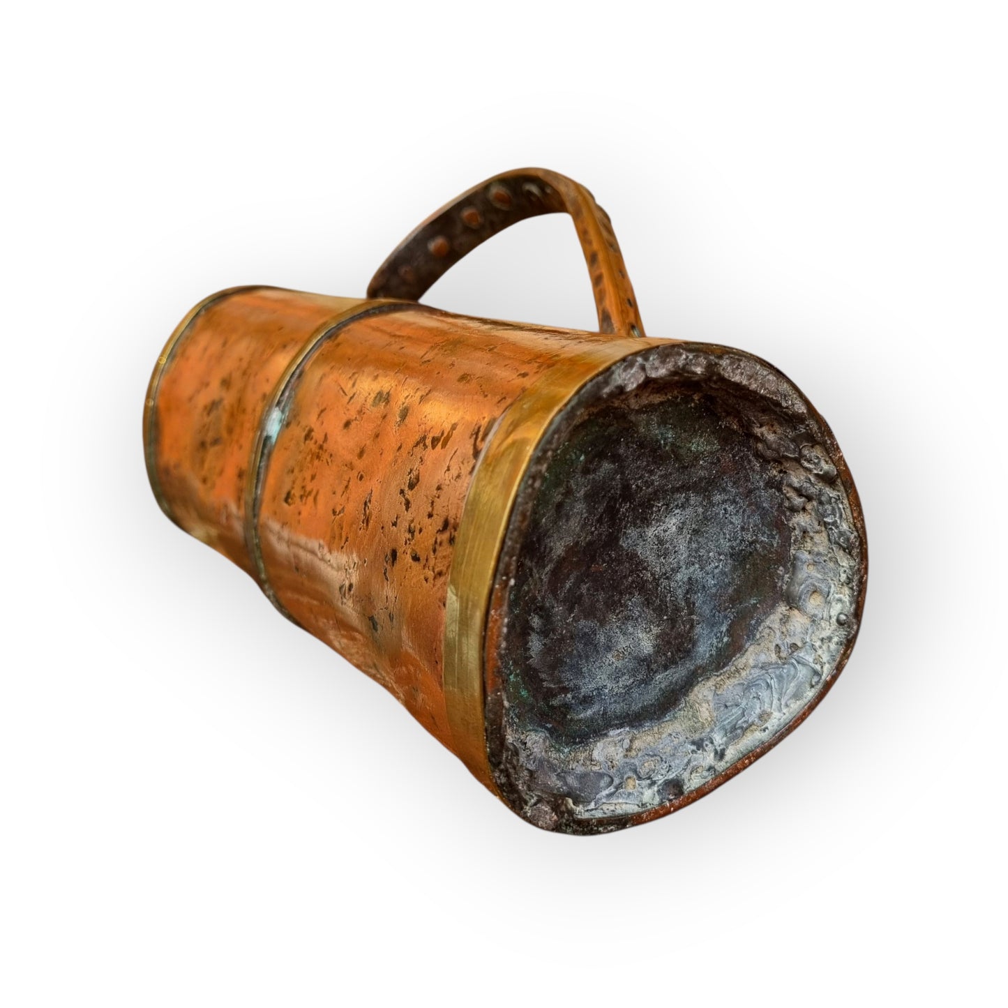 19th-Century Antique Copper & Brass Riveted Jug / Pitcher