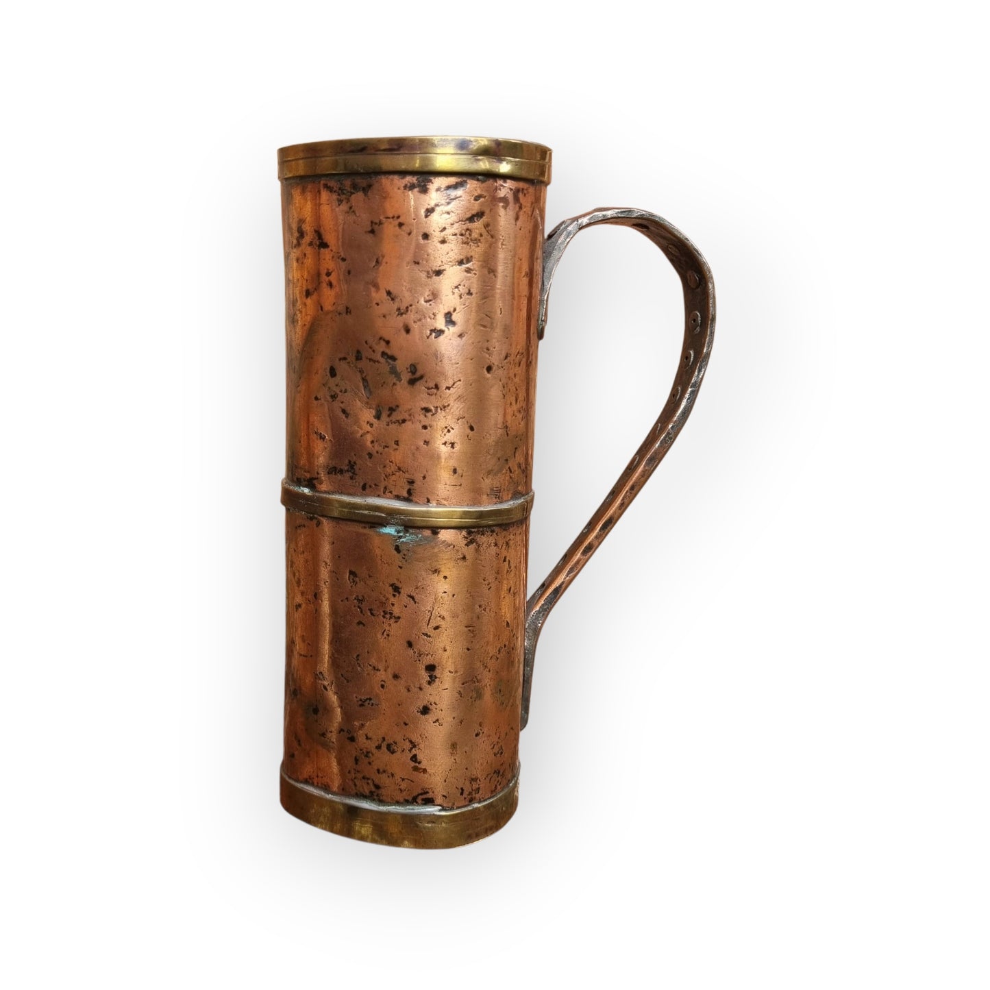 19th-Century Antique Copper & Brass Riveted Jug / Pitcher