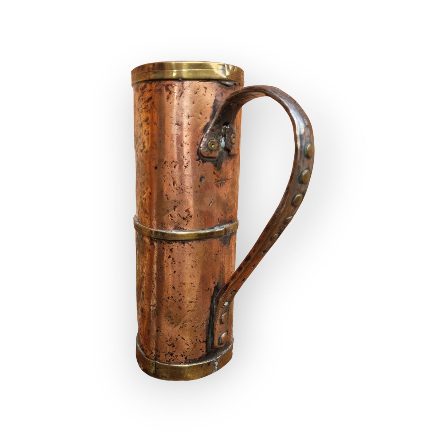 19th-Century Antique Copper & Brass Riveted Jug / Pitcher