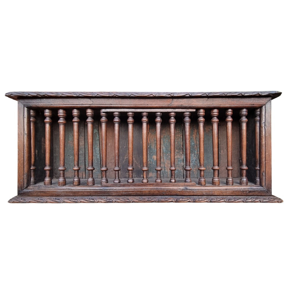 Mid 17th Century English Antique Oak & Elm Mural Glass Cupboard, Circa 1640