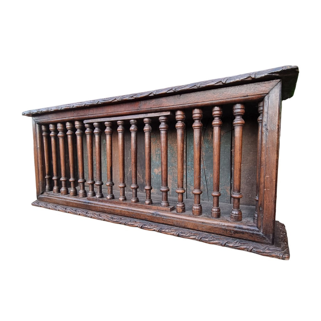 Mid 17th Century English Antique Oak & Elm Mural Glass Cupboard, Circa 1640