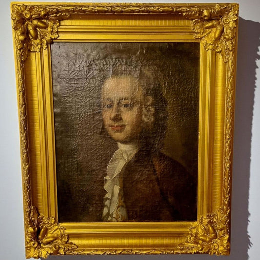 Follower of Hogarth - An 18th Century English School Antique Oil on Canvas Portrait of an Aristocratic Gentleman