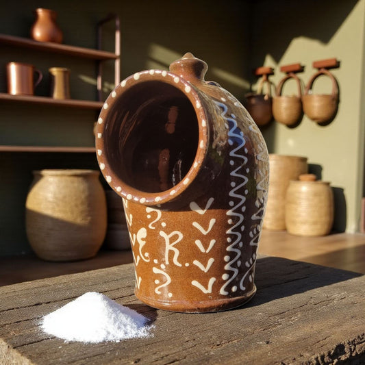 Large Late 19th-Century Slipware Decorated Salt Pig Bearing The Initials "ER" & Inscription Of "SALT"