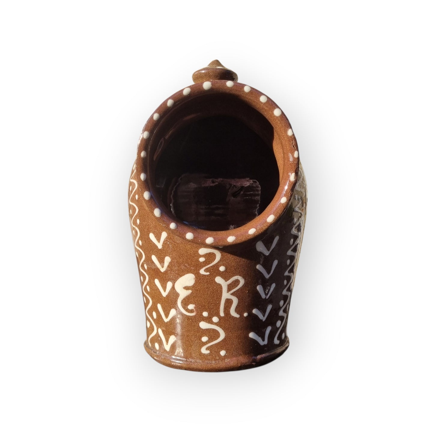 Large Late 19th-Century Slipware Decorated Salt Pig Bearing The Initials "ER" & Inscription Of "SALT"