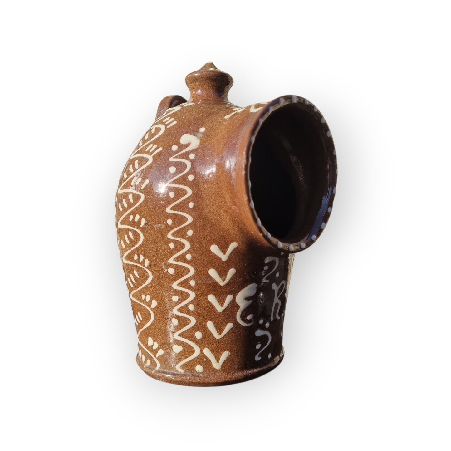 Large Late 19th-Century Slipware Decorated Salt Pig Bearing The Initials "ER" & Inscription Of "SALT"