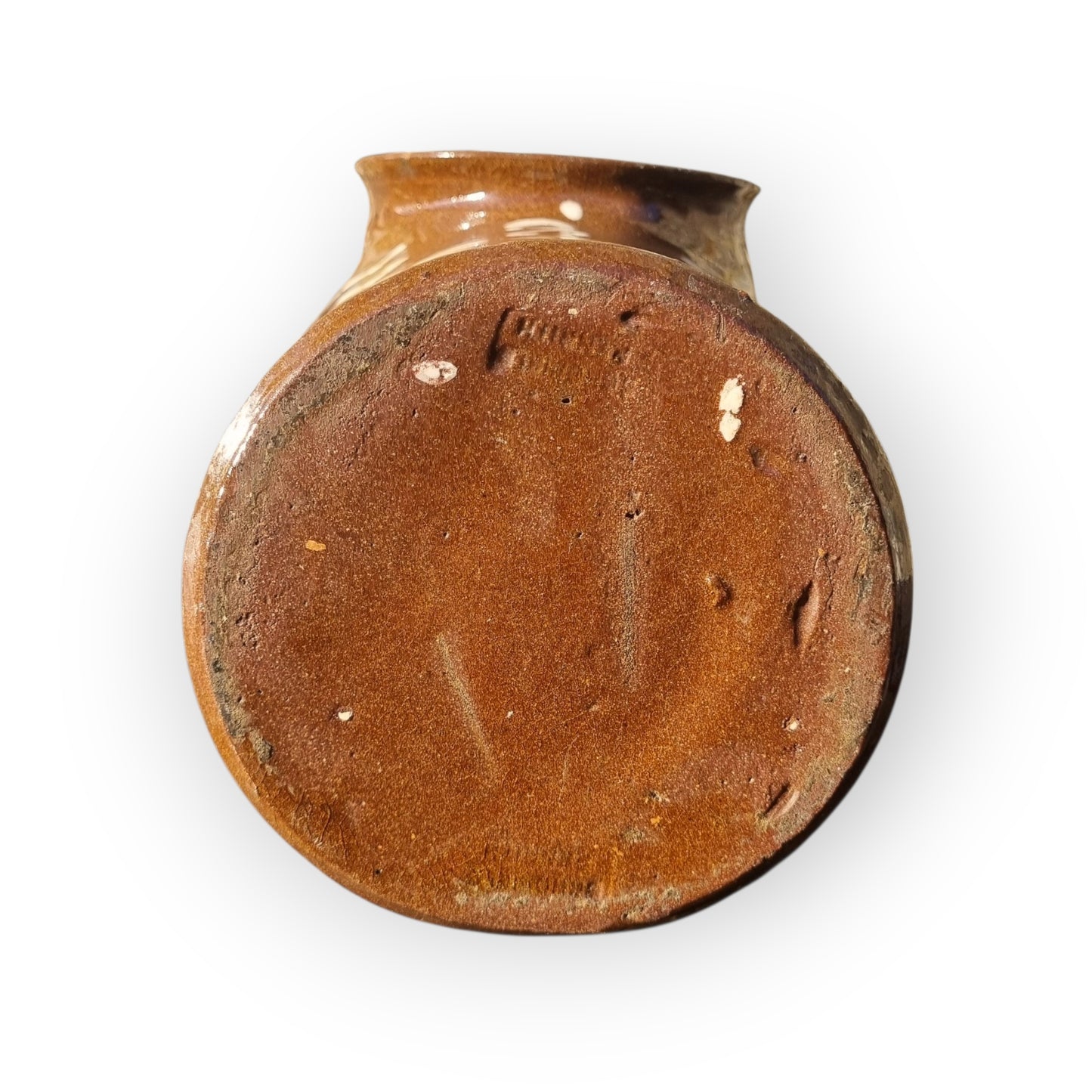 Large Late 19th-Century Slipware Decorated Salt Pig Bearing The Initials "ER" & Inscription Of "SALT"