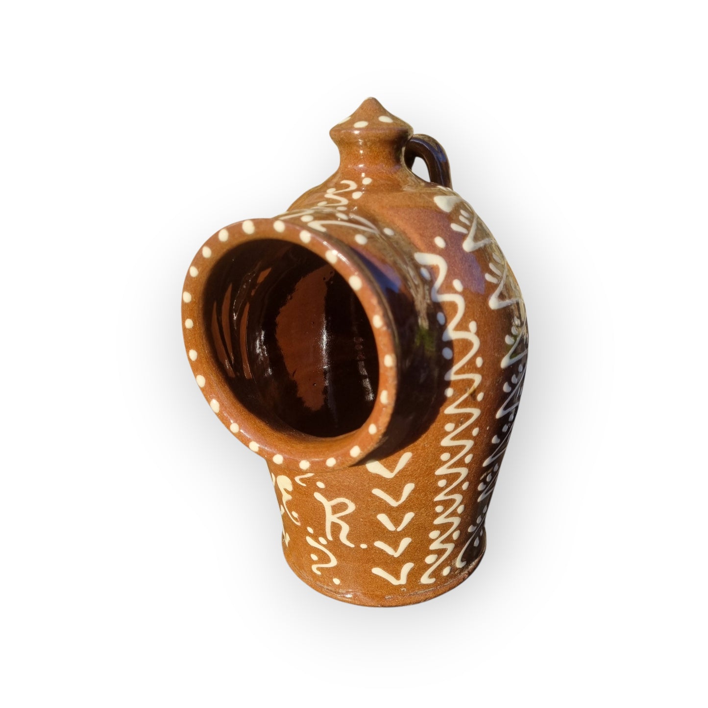 Large Late 19th-Century Slipware Decorated Salt Pig Bearing The Initials "ER" & Inscription Of "SALT"