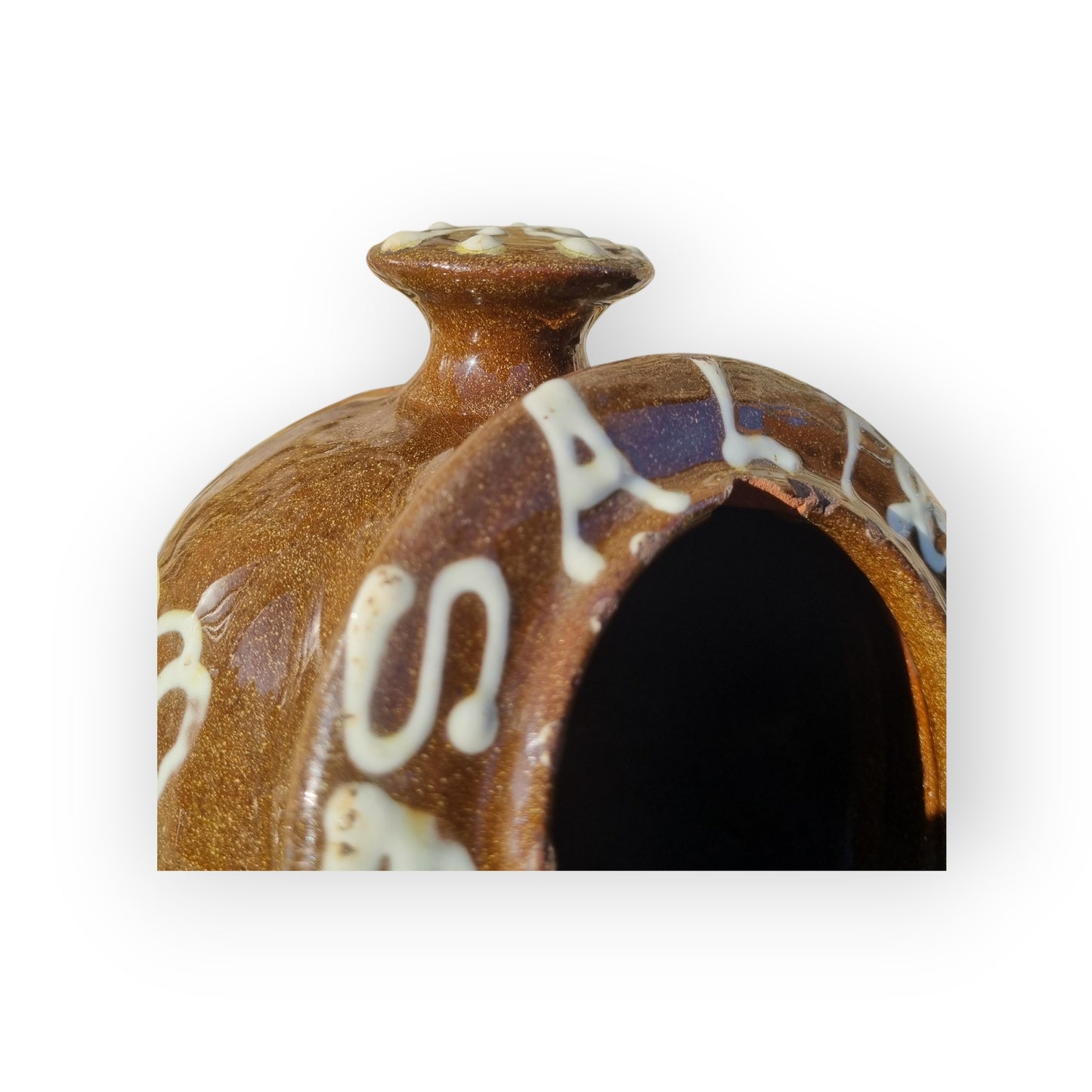 Large Late 19th-Century Slipware Decorated Salt Pig Bearing The Inscription "SALT"