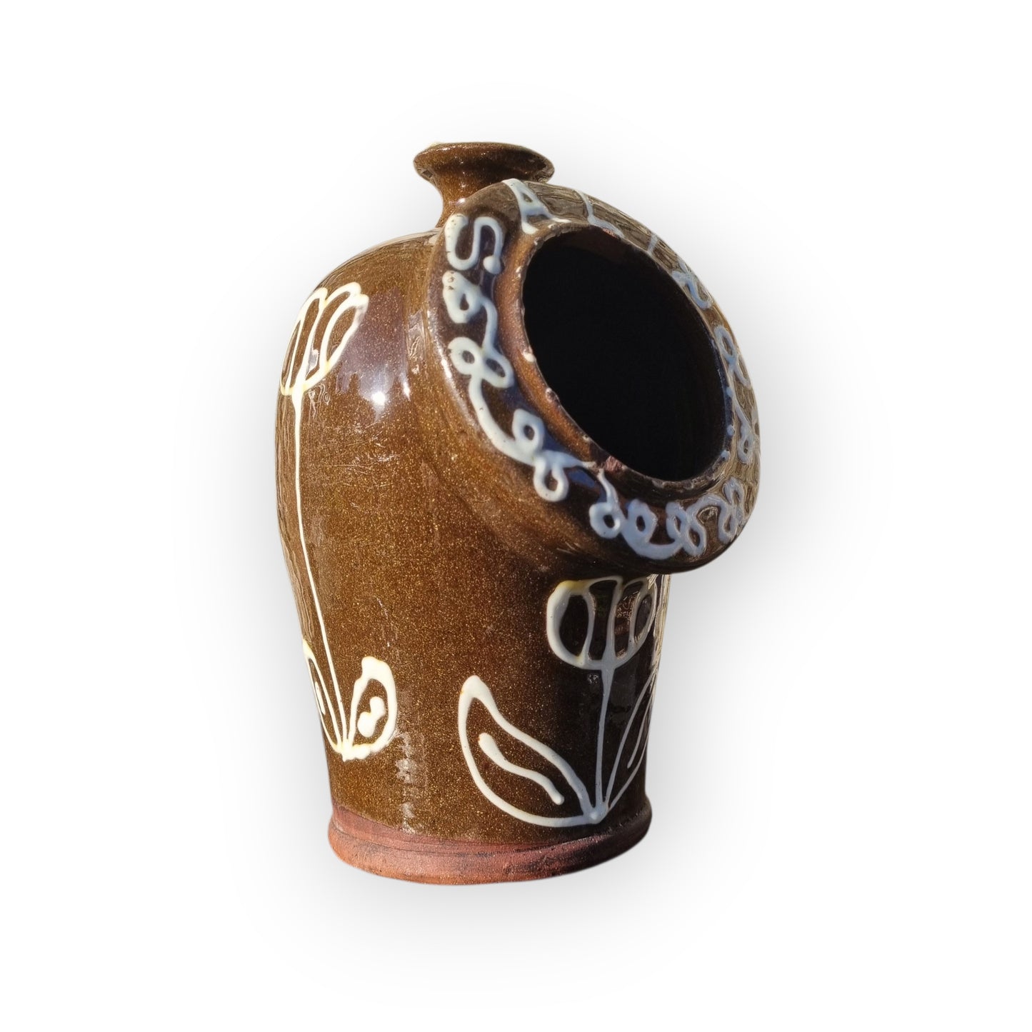 Large Late 19th-Century Slipware Decorated Salt Pig Bearing The Inscription "SALT"