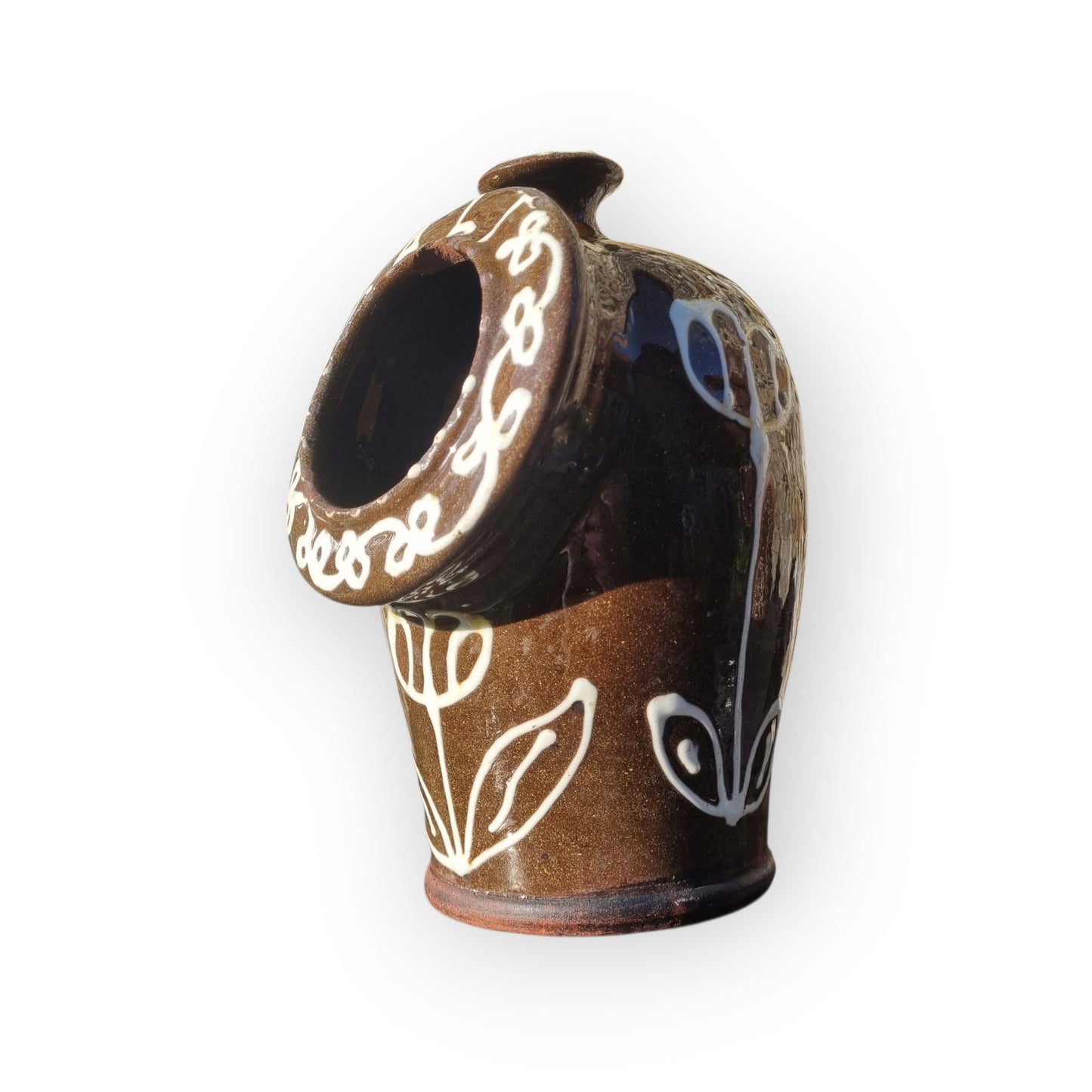Large Late 19th-Century Slipware Decorated Salt Pig Bearing The Inscription "SALT"
