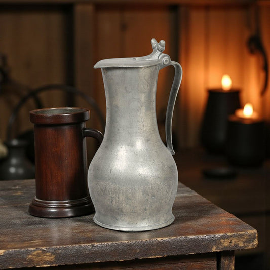 Rare Jersey / Channel Islands Early-To-Mid 18th-Century Antique Pewter Flagon, Attributed To Jean Noel, circa 1730-1750