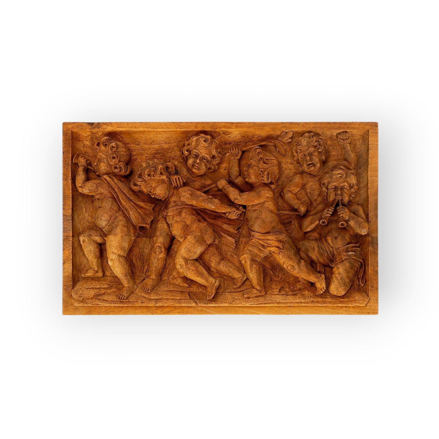 18th-Century, Late Baroque Period, Antique Carved Limewood Panel Depicting Cherubs / Putti