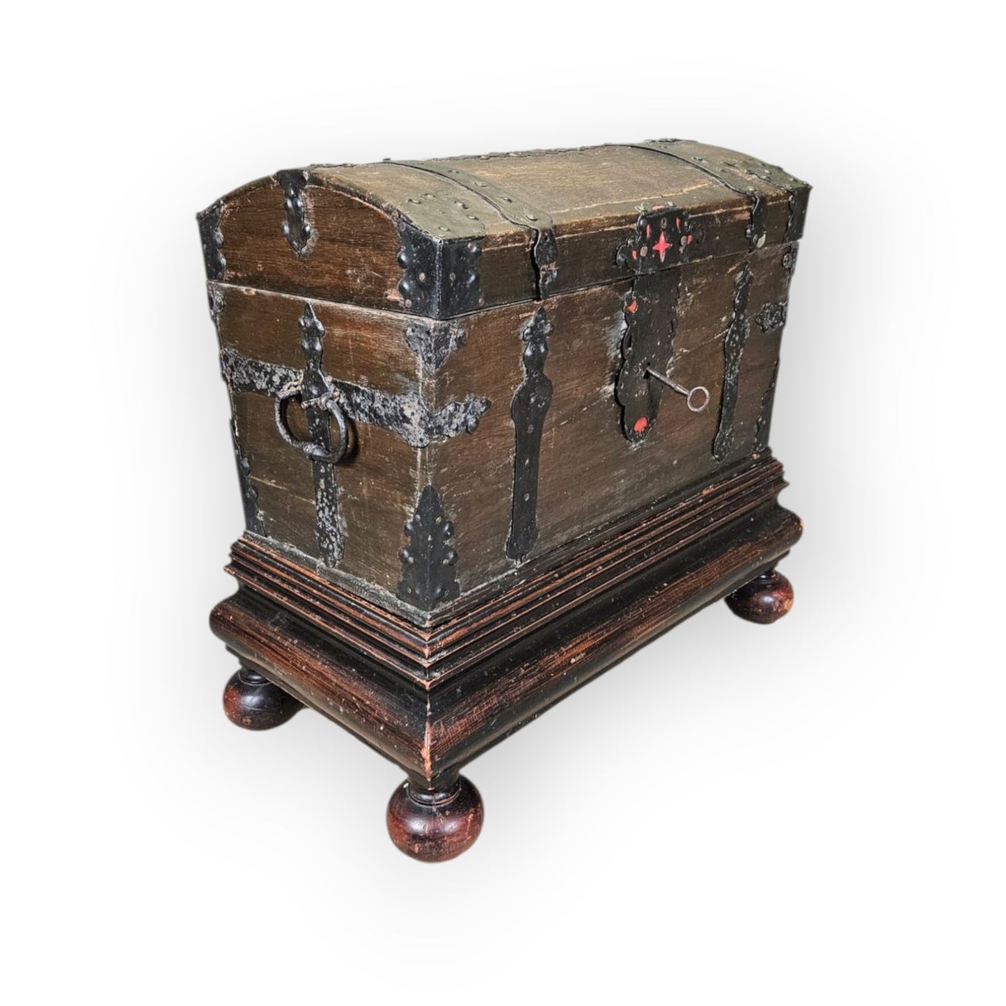 16th-Century European Antique Iron-Bound Chest / Kist On Stand
